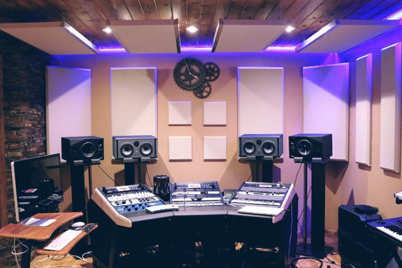 Music studio in a garage